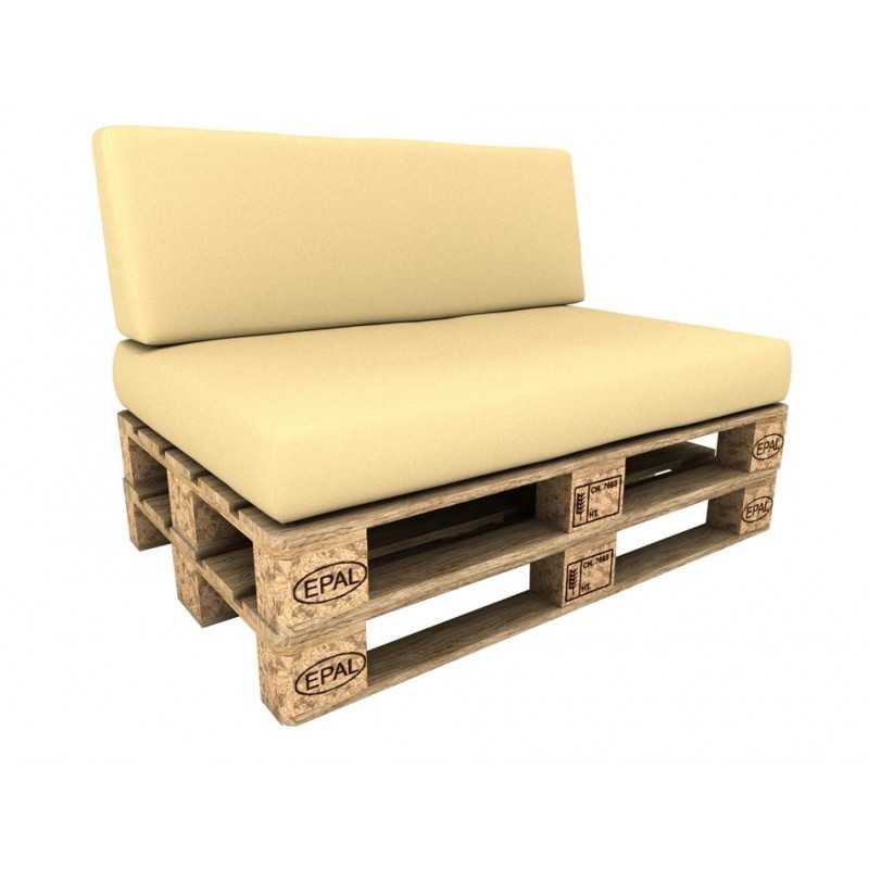 2er Set Palettenkissen - Sitzkissen 120x80 + Rückenkissen 120x40, Wasserdicht, Beige