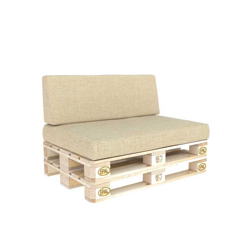 2er Set Palettenkissen - Sitzkissen 120x80 + Rückenkissen 120x40, Beige