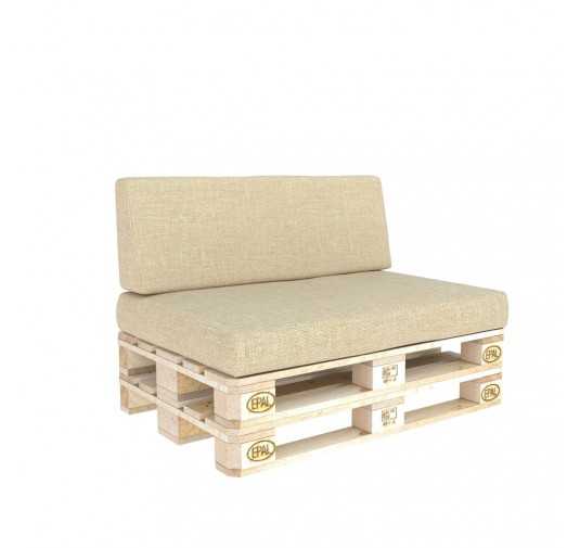 2er Set Palettenkissen - Sitzkissen 120x80 + Rückenkissen 120x40, Beige