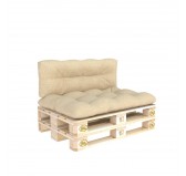 2er Set Palettenkissen - Sitzkissen 120x80 + Rückenkissen 120x40, Gesteppt, Beige