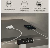 Elektrisch Höhenverstellbarer Schreibtisch mit Weißem Gestell und Oberteil Grau 160x80 Elektrisch Höhenverstellbarer Schreibtisch mit Weißem Gestell und Oberteil Grau 160x80