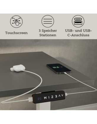 Elektrisch Höhenverstellbarer Schreibtisch mit Weißem Gestell und Oberteil Grau 160x80