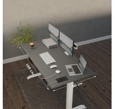 Elektrisch Höhenverstellbarer Schreibtisch mit Weißem Gestell und Oberteil Grau 160x80 Elektrisch Höhenverstellbarer Schreibtisch mit Weißem Gestell und Oberteil Grau 160x80