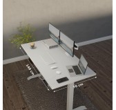 Elektrisch Höhenverstellbarer Schreibtisch mit Silbernem Gestell und Oberteil Hellgrau 140x70