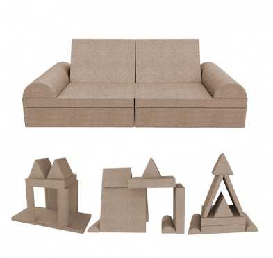 Kreatives modulares Kindersofa, Set 6 mit Halbrolle beige