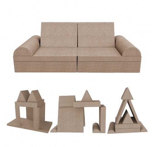 Kreatives modulares Kindersofa, Set 6 mit Halbrolle beige