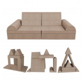 Kreatives modulares Kindersofa, Set 6 mit Halbrolle beige