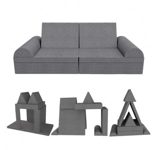 Kreatives modulares Kindersofa, Set 6 mit Halbrolle grau