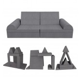 Kreatives modulares Kindersofa, Set 6 mit Halbrolle grau