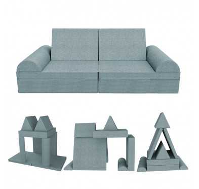 Kreatives modulares Kindersofa, Set 6 mit Halbrolle blau