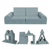 Kreatives modulares Kindersofa, Set 6 mit Halbrolle blau