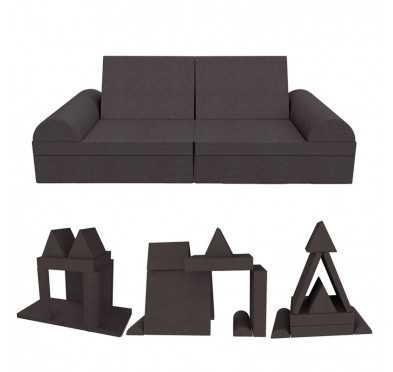 Kreatives modulares Kindersofa, Set 6 mit Halbrolle anthrazit