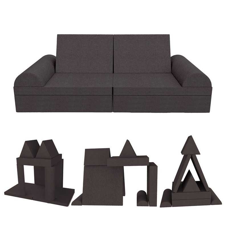 Kreatives modulares Kindersofa, Set 6 mit Halbrolle anthrazit