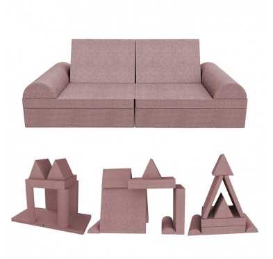 Kreatives modulares Kindersofa, Set 6 mit Halbrolle rosa