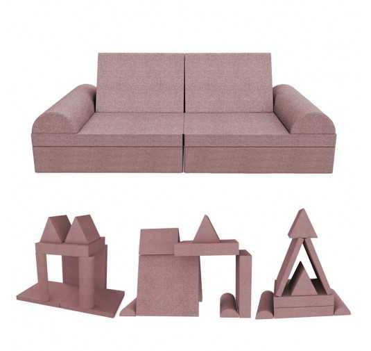 Kreatives modulares Kindersofa, Set 6 mit Halbrolle rosa