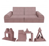 Kreatives modulares Kindersofa, Set 6 mit Halbrolle rosa