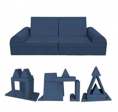 Kreatives modulares Kindersofa, Set 6 mit Halbrolle dunkelblau