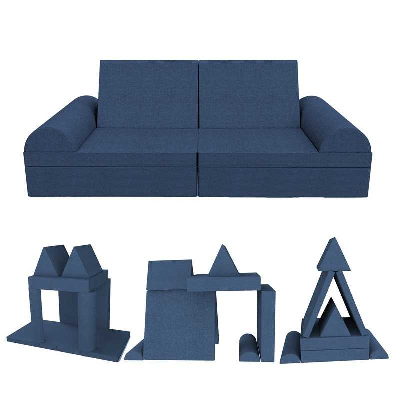 Kreatives modulares Kindersofa, Set 6 mit Halbrolle dunkelblau