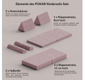 Faltmatratze 160x80x8 cm für modulares Kindersofa, rosa