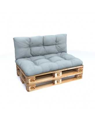 2er Set Palettenkissen - Sitzkissen 120x80 + Rückenkissen 120x40, Gesteppt, Blau
