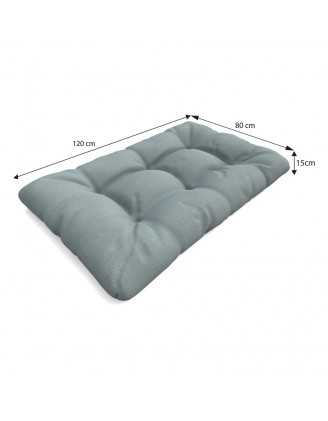 2er Set Palettenkissen - Sitzkissen 120x80 + Rückenkissen 120x40, Gesteppt, Blau