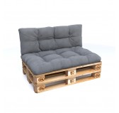 2er Set Palettenkissen - Sitzkissen 120x80 + Rückenkissen 120x40, Gesteppt, Grau
