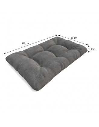 2er Set Palettenkissen - Sitzkissen 120x80 + Rückenkissen 120x40, Gesteppt, Grau