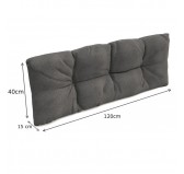 2er Set Palettenkissen - Sitzkissen 120x80 + Rückenkissen 120x40, Gesteppt, Grau