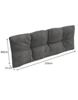2er Set Palettenkissen - Sitzkissen 120x80 + Rückenkissen 120x40, Gesteppt, Grau