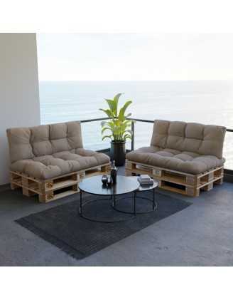 Palettenkissen Rückenkissen für Europaletten 120x40x12, Gesteppt, Beige