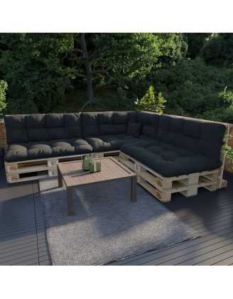 Palettenkissen Rückenkissen für Europaletten 120x40x12, Gesteppt, Schwarz