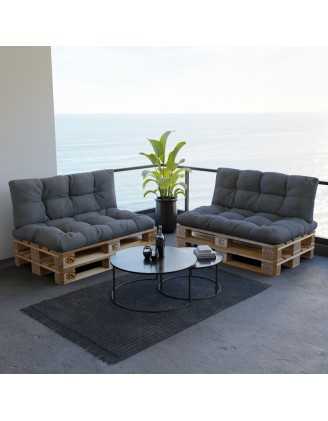 Palettenkissen Sitzkissen für Europaletten 120x80x12 Gesteppt, Grau