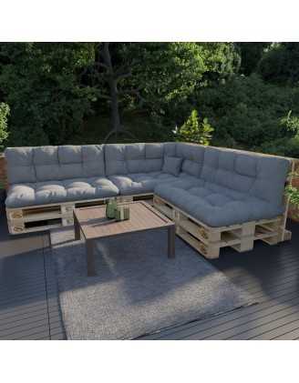 Palettenkissen Sitzkissen für Europaletten 120x80x12 Gesteppt, Grau