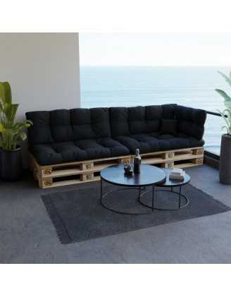 Palettenkissen Sitzkissen für Europaletten 120x80x12 Gesteppt, Schwarz