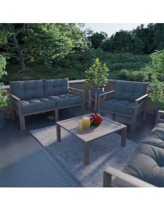 2er Set Loungekissen Stuhlkissen Sitzkissen + Rückenkissen für Stuhl, Anthrazit 60x60 + 60x40