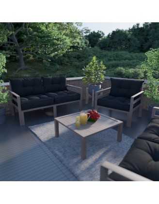 Stuhlkissen Loungekissen Sitzkissen für Stuhl und Gartenstuhl, Schwarz 40x40