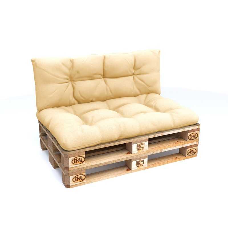 2er Set Palettenkissen - Sitzkissen 120x80 + Rückenkissen 120x40, Wasserabweisend, Gesteppt, Beige 2er Set Palettenkissen - Sitzkissen 120x80 + Rückenkissen 120x40, Wasserabweisend, Gesteppt, Beige