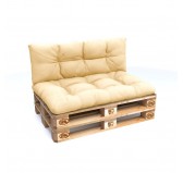 2er Set Palettenkissen - Sitzkissen 120x80 + Rückenkissen 120x40, Wasserabweisend, Gesteppt, Beige 2er Set Palettenkissen - Sitzkissen 120x80 + Rückenkissen 120x40, Wasserabweisend, Gesteppt, Beige