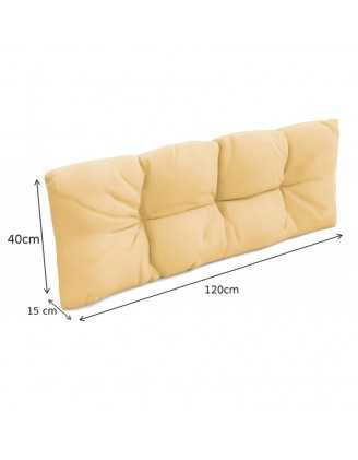 2er Set Palettenkissen - Sitzkissen 120x80 + Rückenkissen 120x40, Wasserabweisend, Gesteppt, Beige