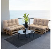 2er Set Palettenkissen - Sitzkissen 120x80 + Rückenkissen 120x40, Wasserabweisend, Gesteppt, Beige 2er Set Palettenkissen - Sitzkissen 120x80 + Rückenkissen 120x40, Wasserabweisend, Gesteppt, Beige