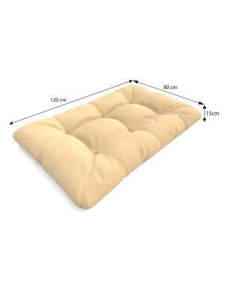2er Set Palettenkissen - Sitzkissen 120x80 + Rückenkissen 120x40, Wasserabweisend, Gesteppt, Beige