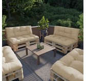 2er Set Palettenkissen - Sitzkissen 120x80 + Rückenkissen 120x40, Wasserabweisend, Gesteppt, Beige 2er Set Palettenkissen - Sitzkissen 120x80 + Rückenkissen 120x40, Wasserabweisend, Gesteppt, Beige