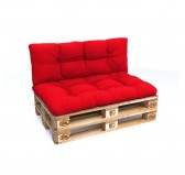 2er Set Palettenkissen - Sitzkissen 120x80 + Rückenkissen 120x40, Wasserabweisend, Gesteppt, Rot 2er Set Palettenkissen - Sitzkissen 120x80 + Rückenkissen 120x40, Wasserabweisend, Gesteppt, Rot