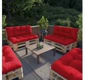 2er Set Palettenkissen - Sitzkissen 120x80 + Rückenkissen 120x40, Wasserabweisend, Gesteppt, Rot 2er Set Palettenkissen - Sitzkissen 120x80 + Rückenkissen 120x40, Wasserabweisend, Gesteppt, Rot