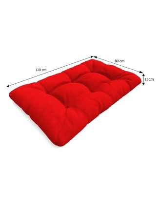 2er Set Palettenkissen - Sitzkissen 120x80 + Rückenkissen 120x40, Wasserabweisend, Gesteppt, Rot