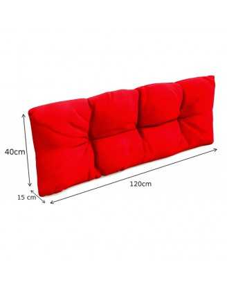 2er Set Palettenkissen - Sitzkissen 120x80 + Rückenkissen 120x40, Wasserabweisend, Gesteppt, Rot