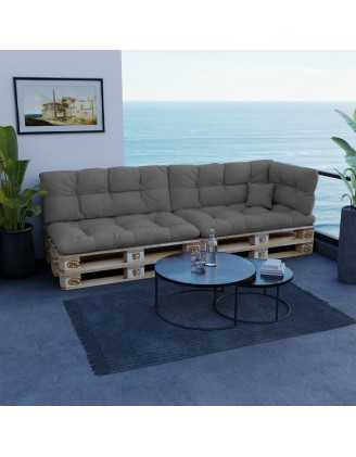 Palettenkissen Sitzkissen, Wasserabweisend, Gesteppt, 120x80x15, Grau