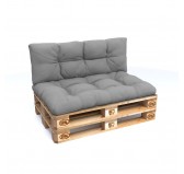 2er Set Palettenkissen - Sitzkissen 120x80 + Rückenkissen 120x40, Wasserabweisend, Gesteppt, Grau 2er Set Palettenkissen - Sitzkissen 120x80 + Rückenkissen 120x40, Wasserabweisend, Gesteppt, Grau