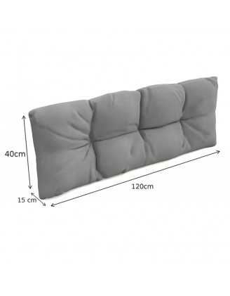 2er Set Palettenkissen - Sitzkissen 120x80 + Rückenkissen 120x40, Wasserabweisend, Gesteppt, Grau