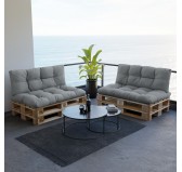 2er Set Palettenkissen - Sitzkissen 120x80 + Rückenkissen 120x40, Wasserabweisend, Gesteppt, Grau 2er Set Palettenkissen - Sitzkissen 120x80 + Rückenkissen 120x40, Wasserabweisend, Gesteppt, Grau